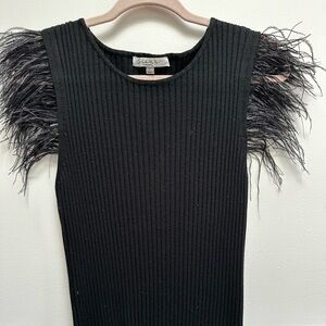 Sioni Black Ribbed Knit Top